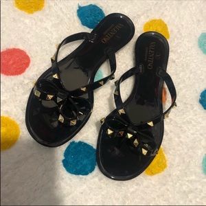 Valentino Black Rockstud Jelly Sandals